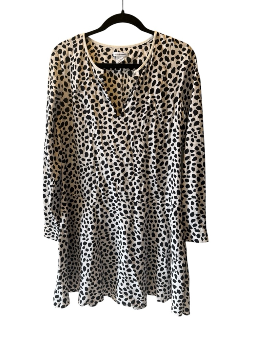 Club Monaco Black and White Dalmatian Spot 100% SILK Dress